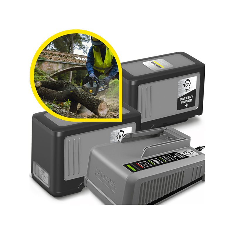 Zestaw startowy Battery Power+ 36/75 - 2 akumulatory + szybka ładowarka, Karcher