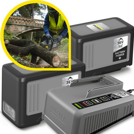 Zestaw startowy Battery Power+ 36/75 - 2 akumulatory + szybka ładowarka, Karcher