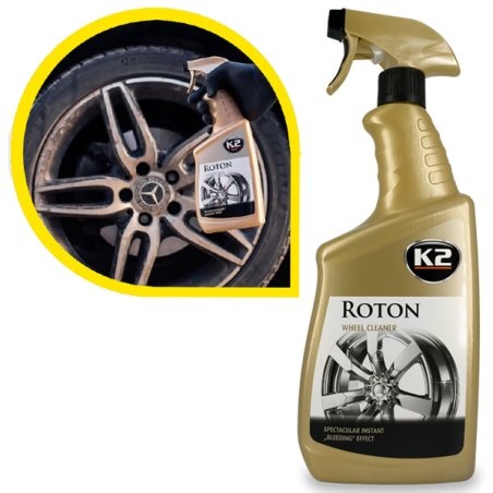 Środek do czyszczenia felg K2 Roton (700ml) Spektakularny i natychmiastowy efekt "krwawej felgi"