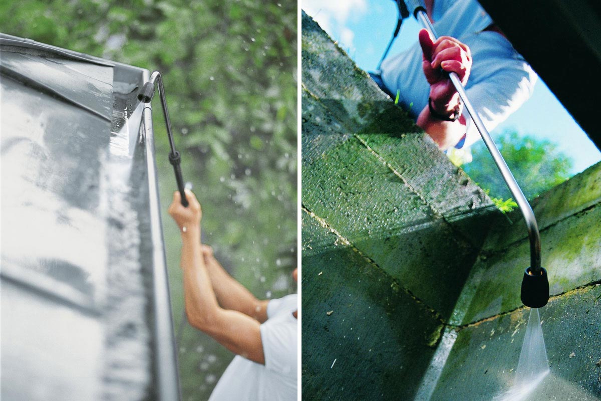Nástavec na podvozky pro K 2 - K 7, úhlový nástavec od společnosti Karcher Nástavec na podvozky pro K 2 - K 7, úhlový nástavec od společnosti Karcher. Koláž fotografií. Čištění okapu. Čištění revizní šachty.