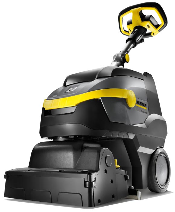 Profesionální bateriový podlahový mycí stroj BR 35/12 C Bp Pack od Karcher. Profesionální bateriový podlahový mycí stroj BR 35/12 C Bp Pack od Karcher. Prezentováno ve stojící poloze.